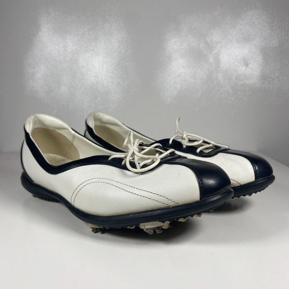 Callaway Women Shoes Golf Couture Half Lace Up Spiked Leather White Sz 8
